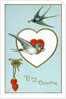 To My Valentine Postcard with Swallows by Anonymous