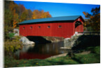 Red Covered Bridge on Rural Road by Anonymous
