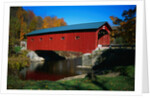 Red Covered Bridge on Rural Road by Anonymous