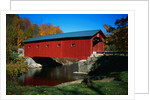 Red Covered Bridge on Rural Road by Anonymous