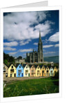 St. Coleman's Cathedral of Cobh Behind Colorful Row Houses by Anonymous