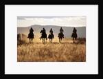 Cowboys Galloping Horses in Field by Anonymous