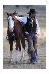 Cowboy Waiting with Horse by Anonymous