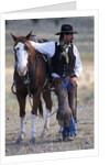 Cowboy Waiting with Horse by Anonymous