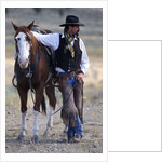 Cowboy Waiting with Horse by Anonymous