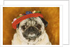 Pug Wearing Floral Hat by Anonymous