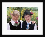 Two Bavarian Children Wear Traditional Dress by Anonymous