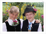 Two Bavarian Children Wear Traditional Dress by Anonymous