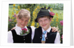 Two Bavarian Children Wear Traditional Dress by Anonymous