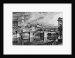 Florence, Italy: The Ponte Vecchio. Undated by J.M.W. Turner. R.A. from a finished sketch by James Iiakewill. Engraved by S. Rawle