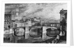 Florence, Italy: The Ponte Vecchio. Undated by J.M.W. Turner. R.A. from a finished sketch by James Iiakewill. Engraved by S. Rawle
