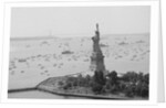 Long Line Of Ships Sails Past Statue by Anonymous