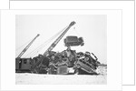 Crane Stacking Up Old Cars to be Burned in a Bonfire by Anonymous