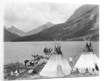 Teepee,Indians On Shore Of Lake by Anonymous