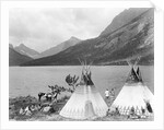 Teepee,Indians On Shore Of Lake by Anonymous