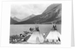Teepee,Indians On Shore Of Lake by Anonymous