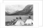 Teepee,Indians On Shore Of Lake by Anonymous