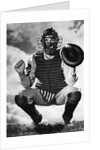 Baseball Catcher Awaiting the Ball by Anonymous