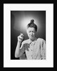 Woman with Top Knot Smoking by Anonymous