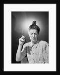 Woman with Top Knot Smoking by Anonymous