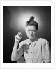 Woman with Top Knot Smoking by Anonymous