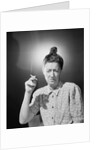Woman with Top Knot Smoking by Anonymous