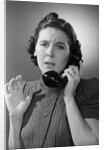 Anxious Woman On The Telephone by Anonymous