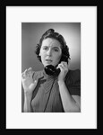 Anxious Woman On The Telephone by Anonymous