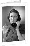 Anxious Woman On The Telephone by Anonymous