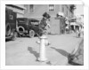 Dog Seated on Fire Hydrant by Anonymous