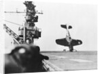 Douglas Dive-Bomber Crashed on Aircraft Carrier Deck by Anonymous