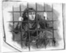 Insane Girl Behind Bars; Woodcut by Anonymous