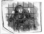 Insane Girl Behind Bars; Woodcut by Anonymous
