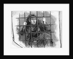 Insane Girl Behind Bars; Woodcut by Anonymous
