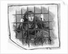 Insane Girl Behind Bars; Woodcut by Anonymous