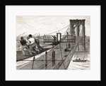 Building Of Brooklyn Bridge by Anonymous