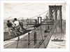 Building Of Brooklyn Bridge by Anonymous