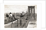 Building Of Brooklyn Bridge by Anonymous