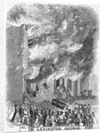 19th-Century Engraving of a Mob Setting Fire to a House by Anonymous