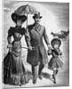 Woodcut; Fashionable Family On A Walk by Anonymous