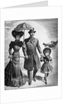 Woodcut; Fashionable Family On A Walk by Anonymous