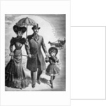 Woodcut; Fashionable Family On A Walk by Anonymous