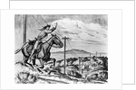 Pony Express Rider Passes Telegraph Line by Anonymous