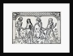 Women Dancing With Skeletons; Woodcut by Anonymous