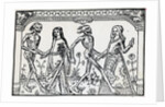 Women Dancing With Skeletons; Woodcut by Anonymous