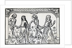 Women Dancing With Skeletons; Woodcut by Anonymous