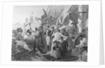Enraving Of Battle On A Ship by Anonymous