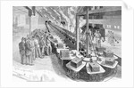 Engraving of Early Westinghouse Assembly Line by Anonymous