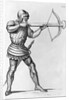 Engraving of a Knight Aiming a Crossbow by L. Massard