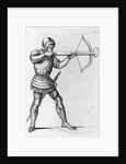 Engraving of a Knight Aiming a Crossbow by L. Massard